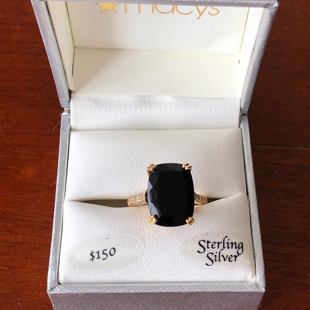 Macy's Onyx and Cubic Zirconia Statement Ring